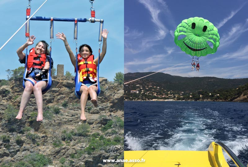 Sortie en parachute ascensionnel lors d'un séjours de vacances adaptées