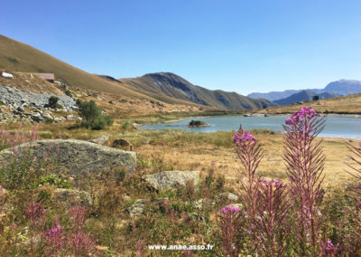 Paysage de montagne et vue sur un lac en altitude à Saint-Sorlin d'Arves en Savoie