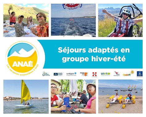 Couverture flyer séjours vacances adaptées en groupe association Anaé