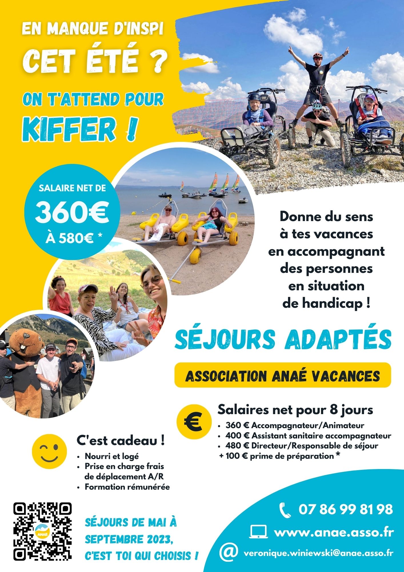 Flyer Anaé Vacances offres d'emploi séjours adaptés été 2023