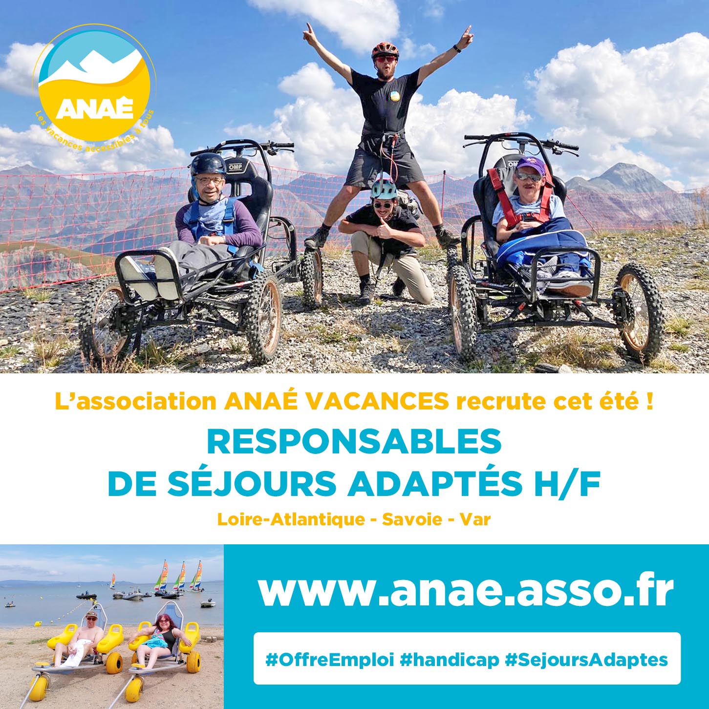 visuel offre emploi responsable séjour adapté été 2023 association Anaé Vacances