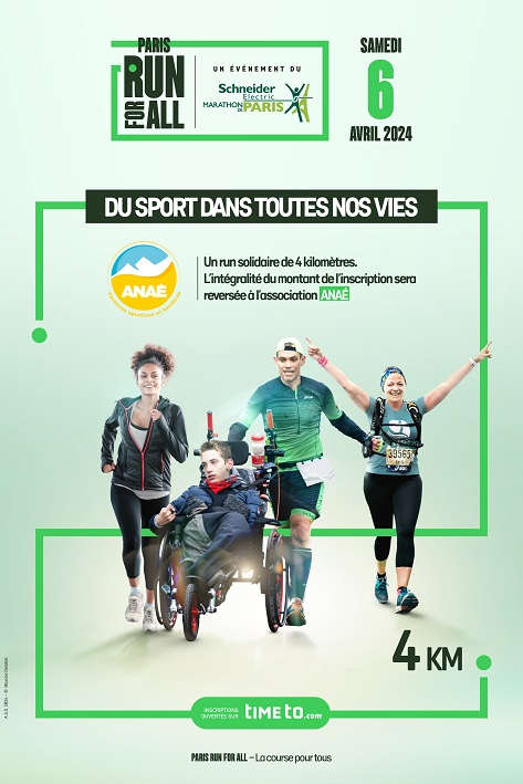 Marathon Paris Run For All 2024 par Schneider Electric au profit de l'association Anaé, vacances sportives et handicap