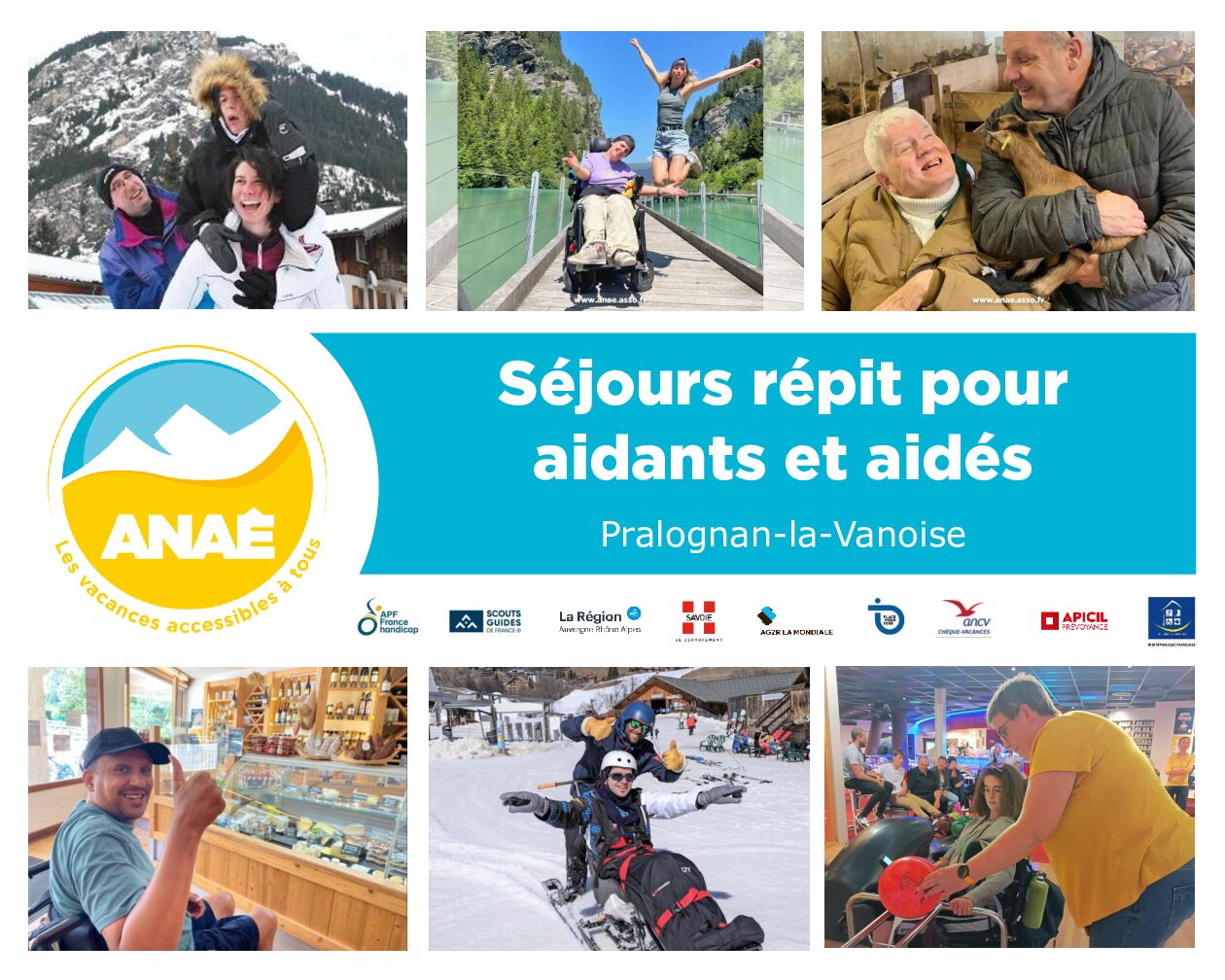 Couverture du flyer séjours répit aidants et aidés 2024 de Anaé Vacances