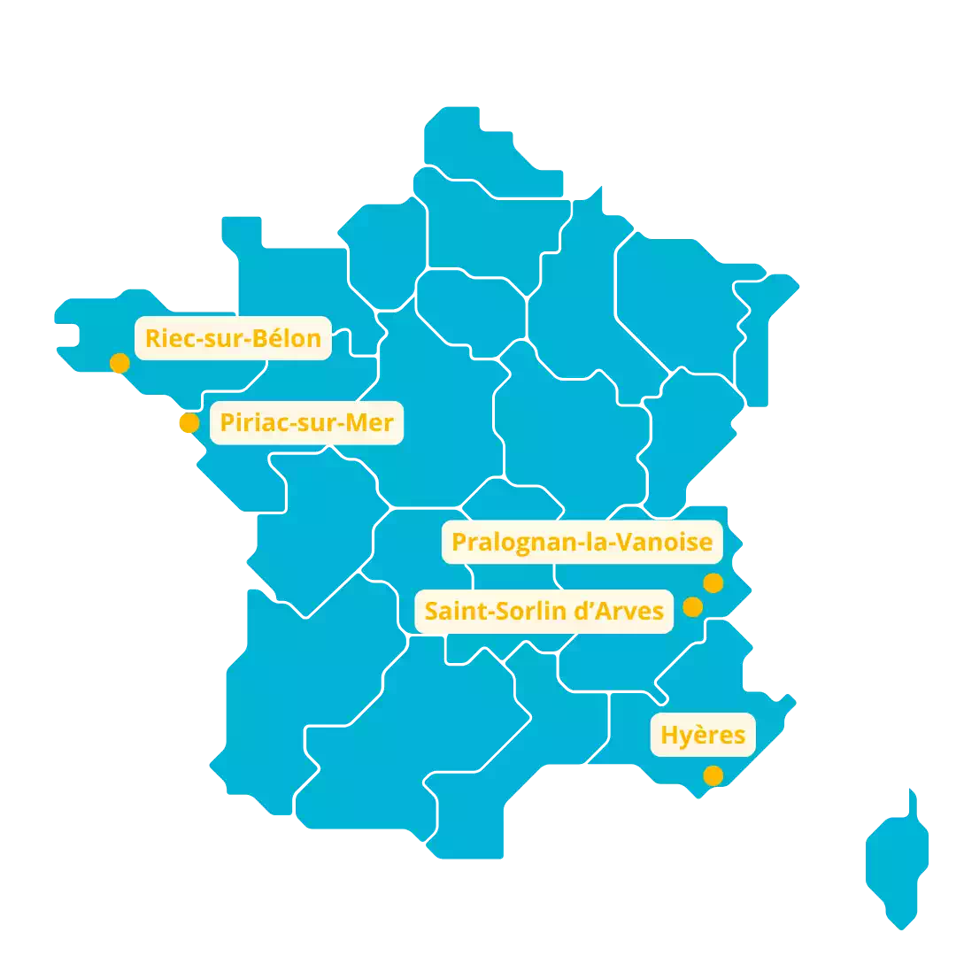 Localisation des centres de l'ANAÉ en France