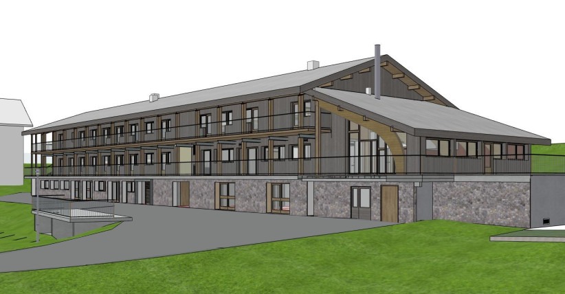 Illustration de synthèse en 3D représentant le Chalet de l'Ornon Anaé après les travaux de réhabilitation