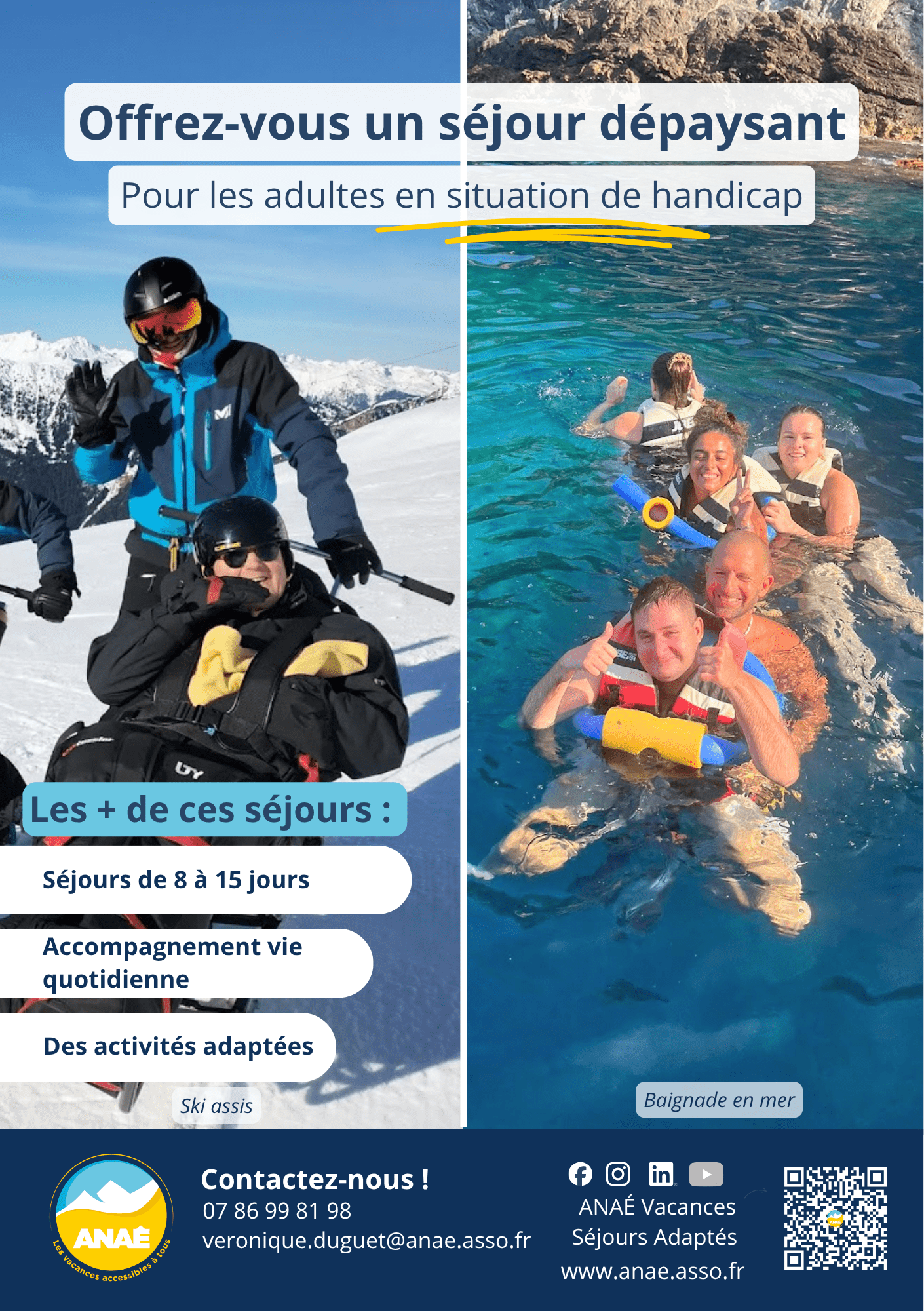 Couverture flyer séjours vacances adaptées en groupe association Anaé